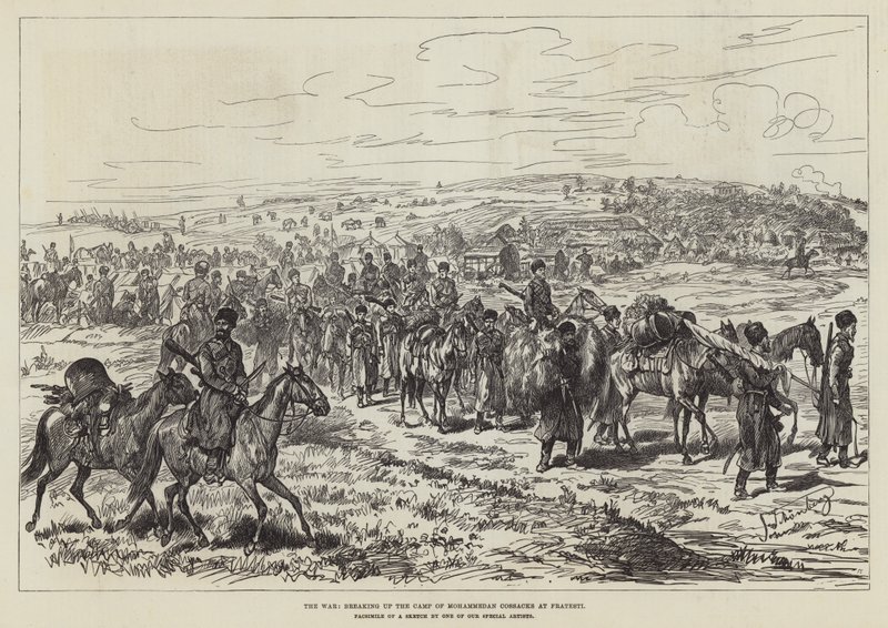 The War, Breaking Up the Camp of Mohammedan Cossacks at Fratesti by Johann Nepomuk Schonberg