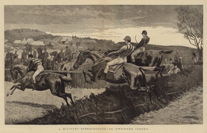 A Military Steeplechase, an Awkward Corner by John Charles Dollman