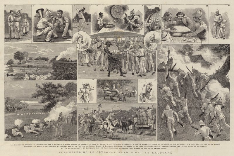Volunteering in Ceylon, a Sham Fight at Kalutara by John Charles Dollman