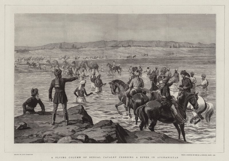 A Flying Column of Bengal Cavalry Crossing a River in Afghanistan by John Charlton
