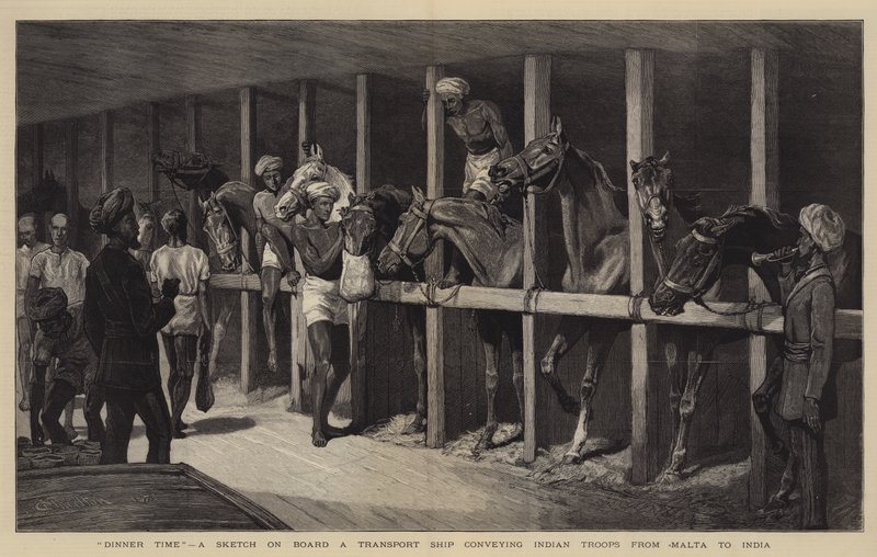 Dinner Time, a Sketch on Board a Transport Ship Conveying Indian Troops from Malta to India by John Charlton
