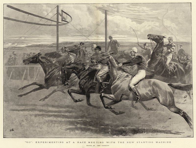 Go, experimenting at a Race meeting with the new starting machine by John Charlton