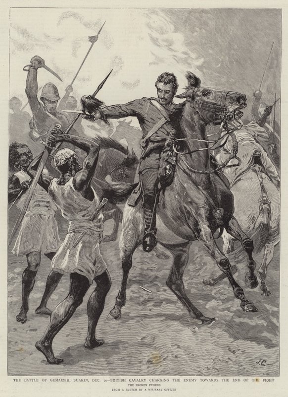 The Battle of Gemaizeh, Suakin, British Cavalry Charging the Enemy towards the End of the Fight by John Charlton