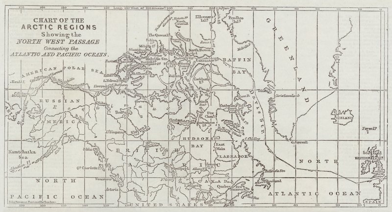 Chart of the Arctic Regions Showing the North West Passage Connecting the Atlantic and Pacific Oceans by John Dower