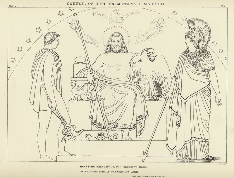 Council of Jupiter, Minerva and Mercury by John Flaxman