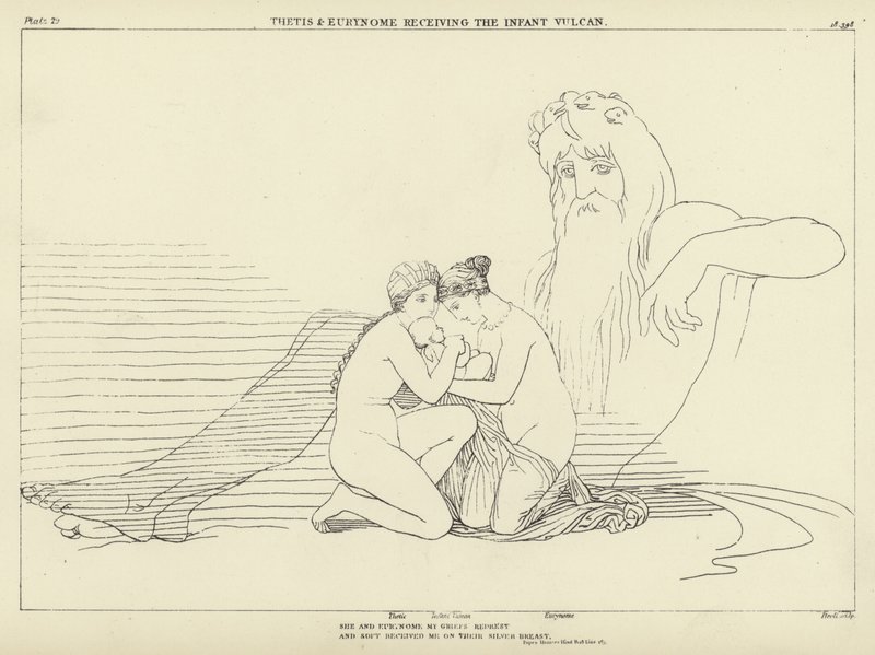 Thetis and Eurynome receiving the Infant Vulcan by John Flaxman