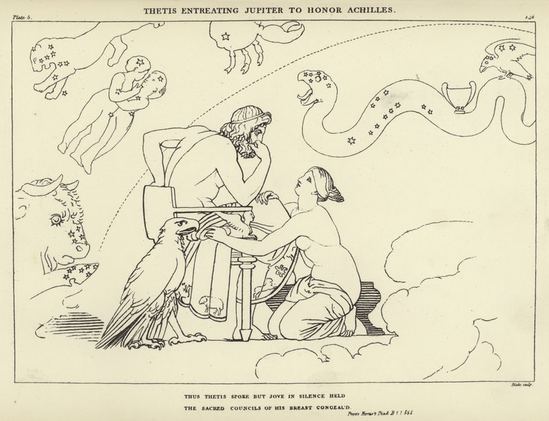 Thetis Entreating Jupiter to Honor Achilles by John Flaxman