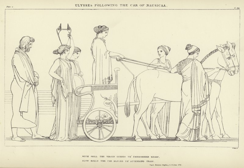 Ulysses Following the Car of Nausicaa by John Flaxman