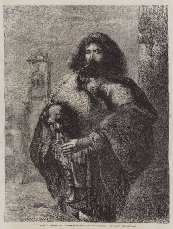 A Roman Bagpiper by John Gilbert