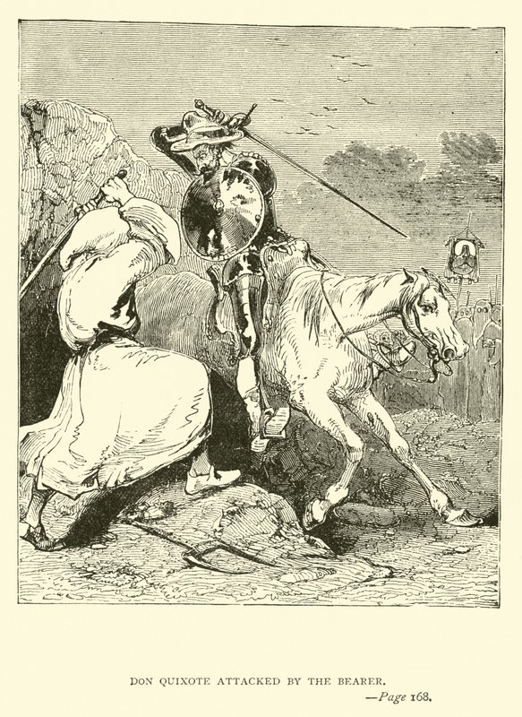 Don Quixote Attacked by the Bearer by John Gilbert