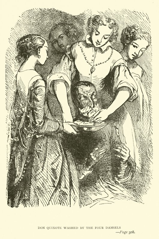 Don Quixote Washed by the Four Damsels by John Gilbert