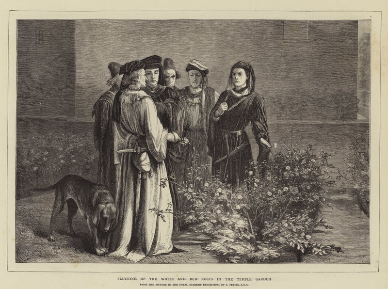 Plucking of the White and Red Roses in the Temple Garden by John Pettie