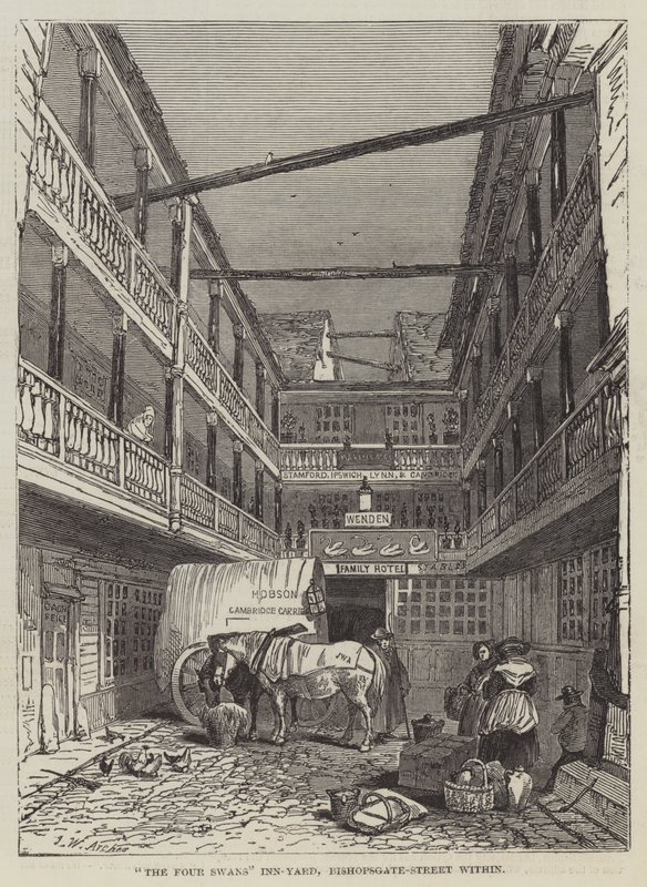 The Four Swans Inn-Yard, Bishopsgate-Street Within by John Wykeham Archer