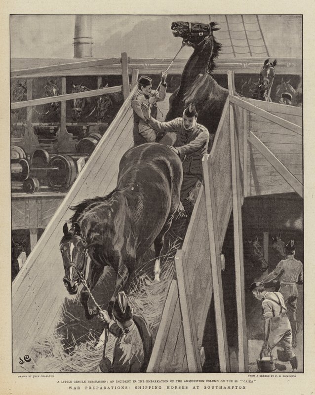 War Preparations, Shipping Horses at Southampton by John Charlton