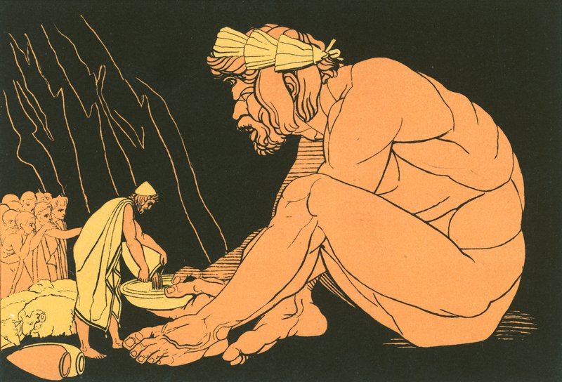 Ulysses giving wine to Polyphemus by John Flaxman