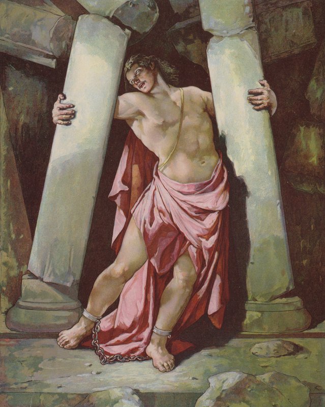 Samson breaking the Pillars by John Lawson