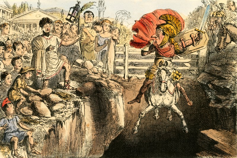 The Gallant Curtius Leaping into the Gulfs by John Leech