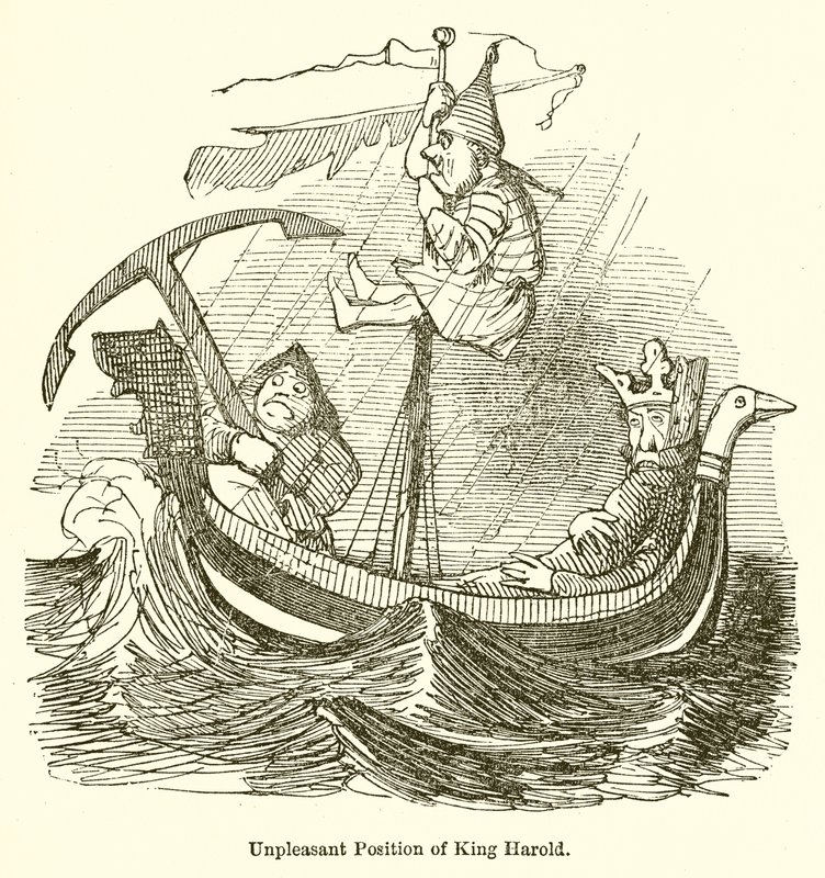 Unpleasant Position of King Harold by John Leech