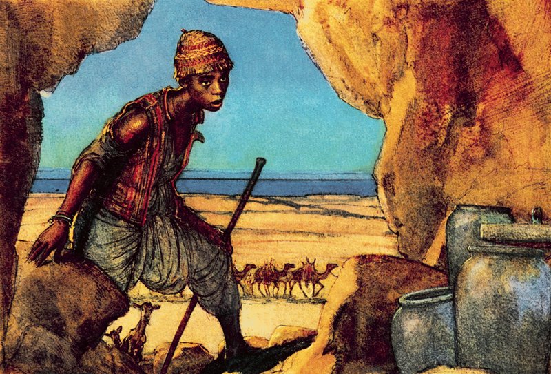 Boy discovering the Dead Sea Scrolls by John Millar Watt