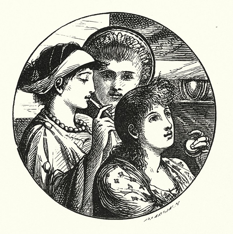 The Minstrels (engraving) by John Reinhard Weguelin