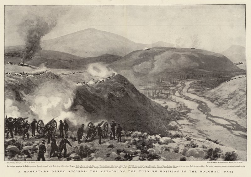 A Momentary Greek Success, the attack on the Turkish Position in the Boughazi Pass by Joseph Nash