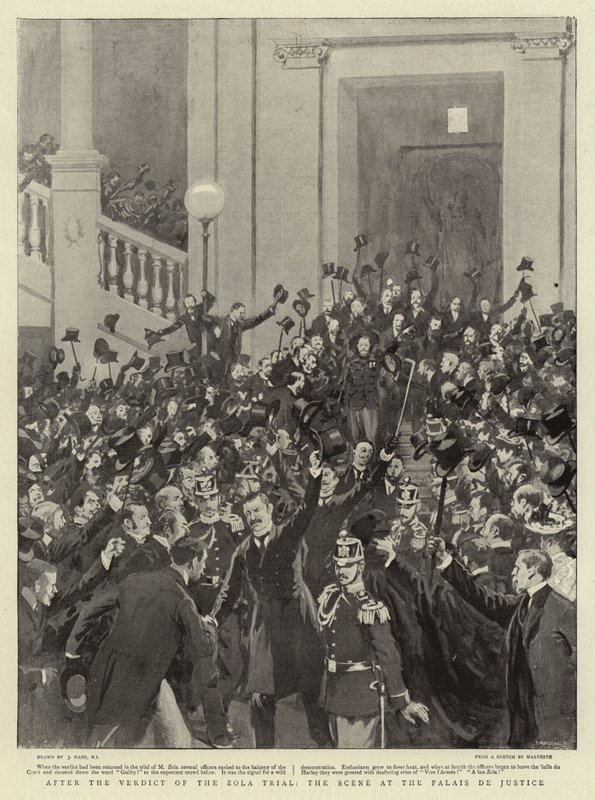 After the Verdict of the Zola Trial, the Scene at the Palais de Justice by Joseph Nash