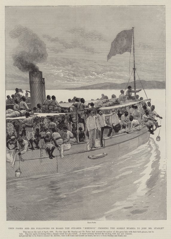 Emin Pasha and his Followers on Board the Steamer Khedive Crossing the Albert Nyanza to Join Mr Stanley by Joseph Nash