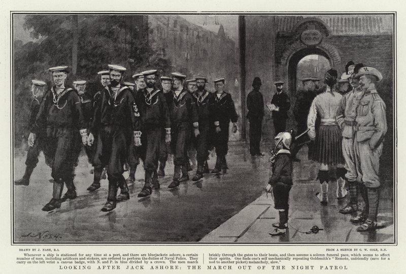 Looking after Jack Ashore, the March out of the Night Patrol by Joseph Nash