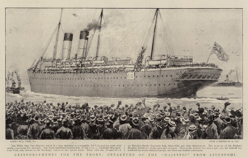 Reinforcements for the Front, Departure of the Majestic from Liverpool by Joseph Nash