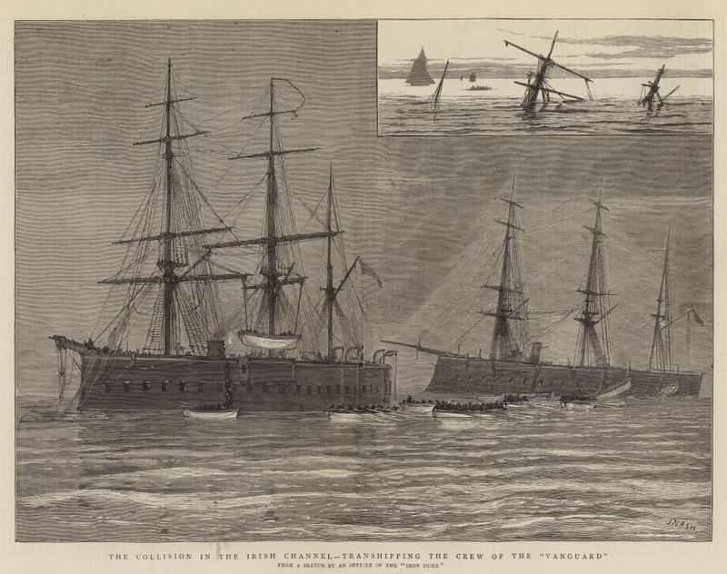 The Collision in the Irish Channel, transhipping the Crew of the Vanguard by Joseph Nash