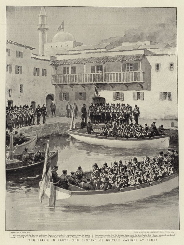 The Crisis in Crete, the landing of British Marines at Canea by Joseph Nash