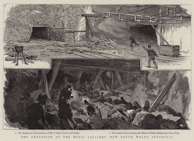 The Explosion at the Bulli Colliery New South Wales, Australia by Joseph Nash