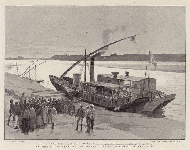 The Forward Movement in the Soudan, Landing Conscripts at Wady Halfa by Joseph Nash
