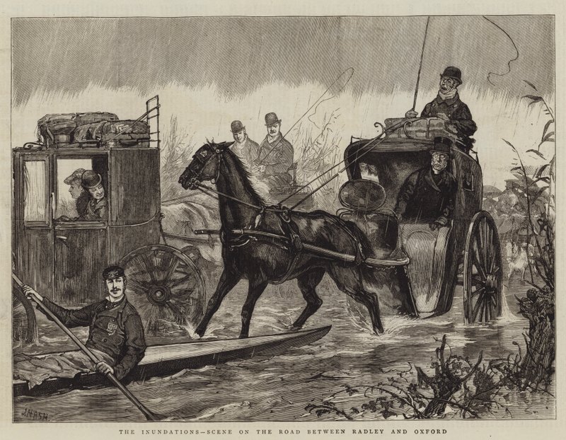 The Inundations, Scene on the Road between Radley and Oxford by Joseph Nash