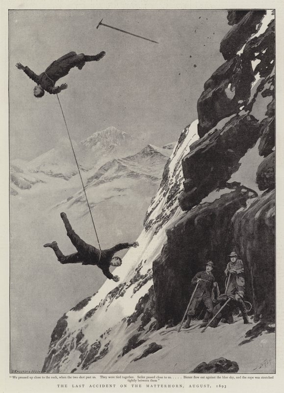 The Last Accident on the Matterhorn, August 1893 by Joseph Nash