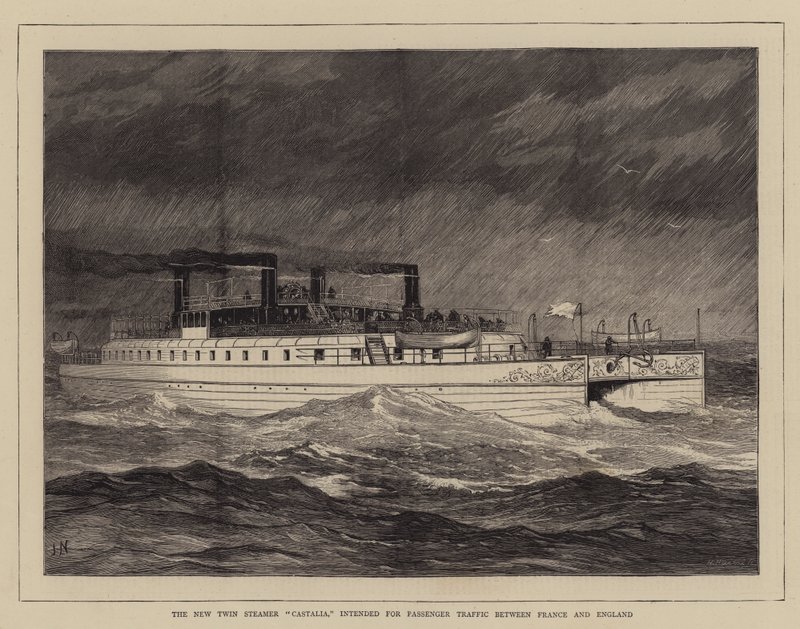 The New Twin Steamer Castalia, Intended for Passenger Traffic Between France and England by Joseph Nash