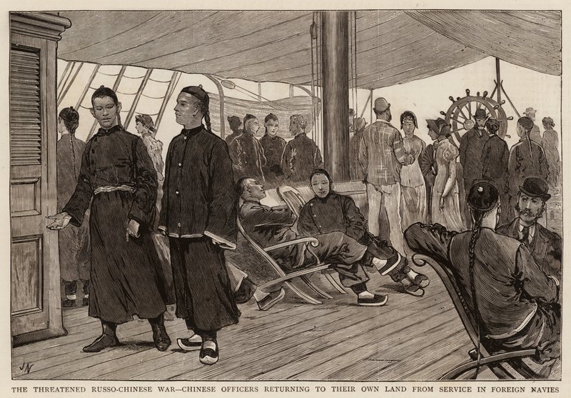 The Threatened Russo-Chinese War, Chinese Officers Returning to Their Own Land from Service in Foreign Navies by Joseph Nash