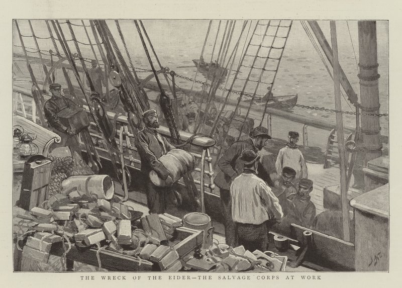 The Wreck of the Eider, the Salvage Corps at Work by Joseph Nash