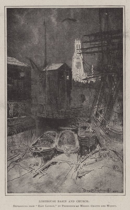 Limehouse Basin and Church by Joseph Pennell