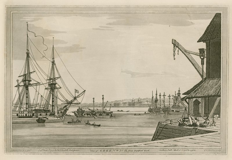 View of Greenwich from Deptford Yard by Joseph Farington