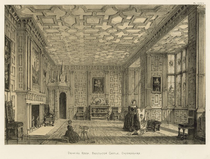 Drawing Room, Broughton Castle, Oxfordshire by Joseph Nash