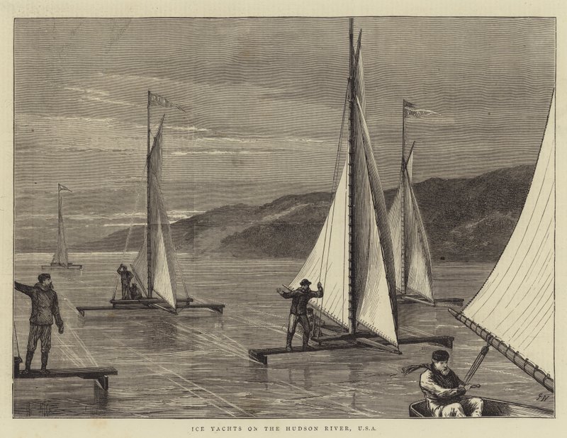 Ice Yachts on the Hudson River, USA by Joseph Nash