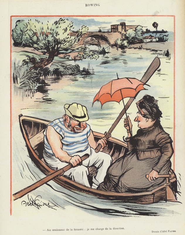 Rowing (Illustration for Le Rire) by Jules Abel Faivre