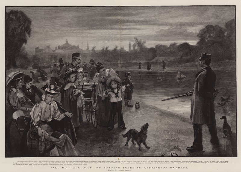All Out! All Out! An Evening Scene in Kensington Gardens by Lance Calkin
