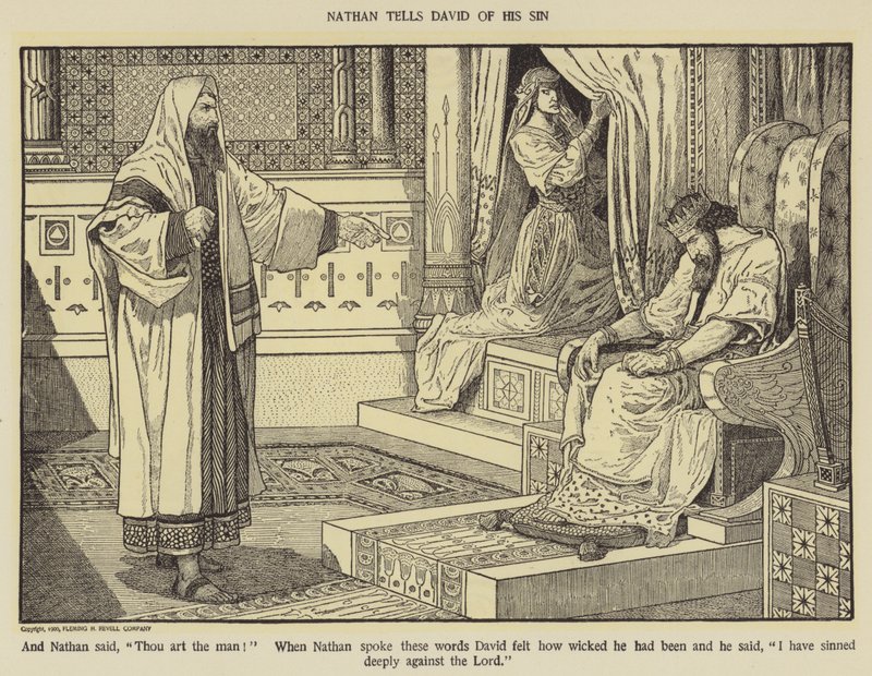 Nathan tells David of his sin by Louis John Rhead