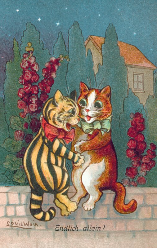 Humorous Cat Postcard by Louis Wain