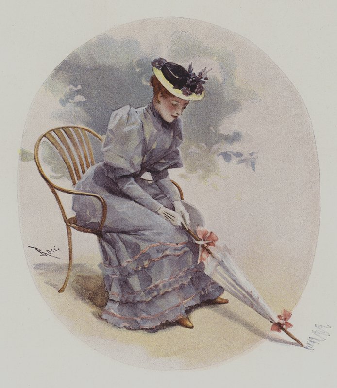Seated Woman with an Umbrella by Lucius Rossi