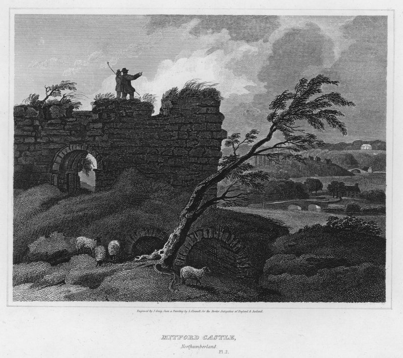 Mitford Castle, Northumberland by Luke (after) Clennell
