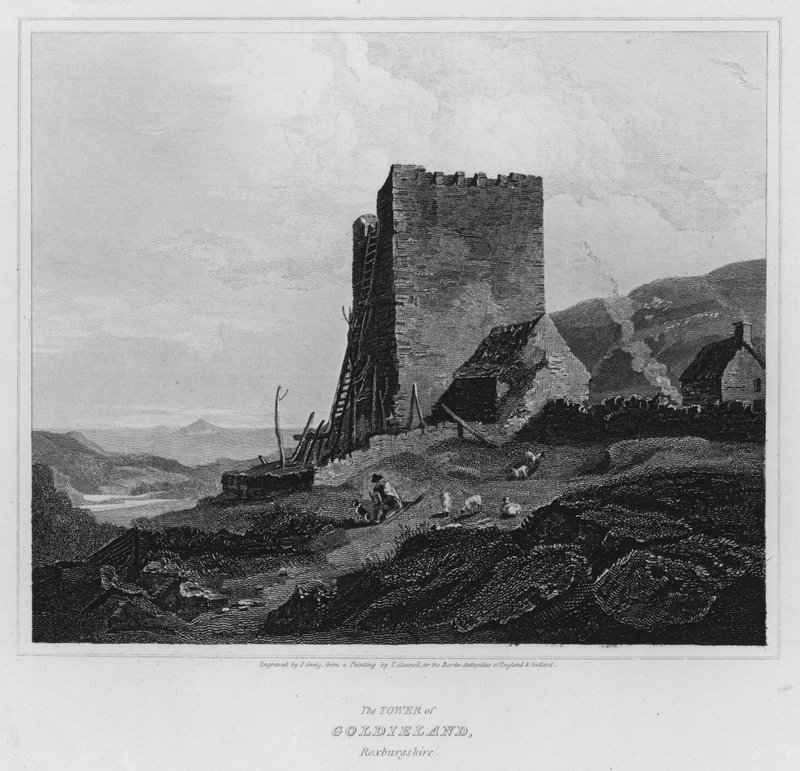 The Tower of Goldieland, Roxburgshire by Luke (after) Clennell