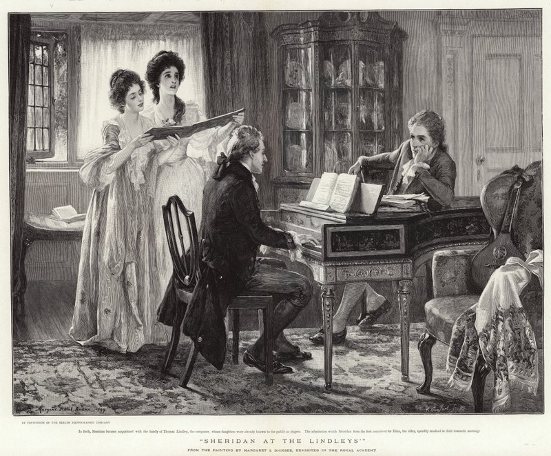 Sheridan at the Lindleys by Margaret Isabel Dicksee